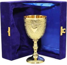 Messing Kelch 6 Zoll Kelch für Kommunion Tasse Handarbeit geprägt Wein mit Box