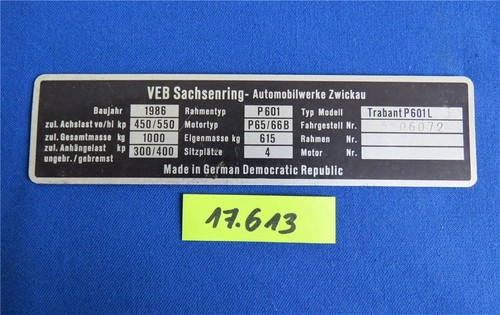 Orig ddr typenschild - orig.,