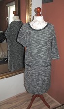 TOM TAILOR Kleid Boucle Stoff schwarz-weiß-grau-Glitzer Gr. 44 getragen