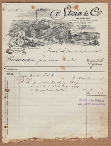 Remscheid rechnung 1904 - rechnung,