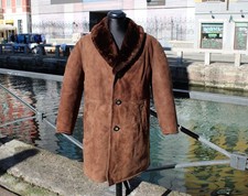 Herren Lammfell ledermantel shearling braun vintage Größe XL