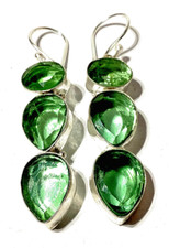 GRÜNER AMETHYST Edelstein 925 Sterlingsilber Schmuck Ohrringe HANDGEFERT.
