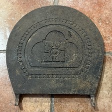 Vintage Antik Viktorianisch Gusseisen Feuerdämpfer Kamin Rückwand Klappe Platte