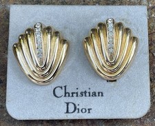 Vintage CHRISTIAN DIOR Ohrclips vergoldet Neu (S 7067)