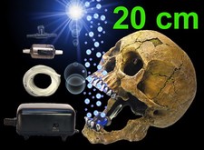 Aquarium Deko sprudelnder 🍀 20 cm !! TOTENKOPF ✚ LUFTPUMPE 🍀 ✚ Zubehör Höhle