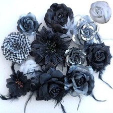 12x HAARBLUME Ansteckblume Haargummi Haarklammer Krokodilspange Brosche Ø6-12cm