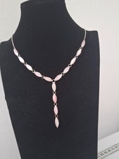 Vintage Halskette Collier Silber 925 mit rosa schimmernden Perlmutt ca. 42 cm