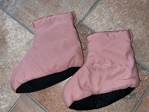 Bettschuhe rot weiß - , gestreift