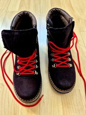 Damen/Kinder ASPEN Apres Ski Schnürstiefelette Gr.36 schwarz Leder Wildleder