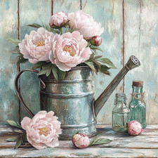 Wandbild Rosen Gießkanne