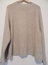 Legerer Pullover Pulli Taupe beige Oversize hoher Kragen L XL 46 48 Lagenlook