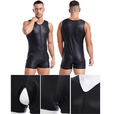 Herren Bodysuit Slim Fit Trikot Shorts Strampler Kostüm Jumpsuit Reißverschluss