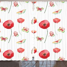 Blume Rustikale Gardine Mohn Schmetterling Romantik