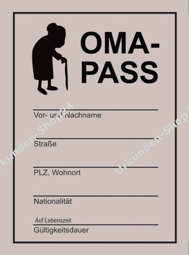 Oma pass ausweis omi - oma-pass,, ausweis,