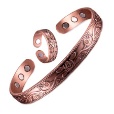 Magnet-Gesundheits-Armband +Ring,Unisex,2teilig "Flowers of Love"  (S2/L2/K6)