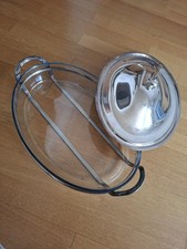 Glas-Auflaufform mit Edelstahlgestell und Deckel