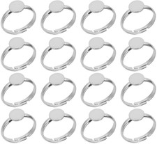Edelstahl Ringrohlinge 16 Stück 12 mm Verstellbar Cabochon Basis Ringe