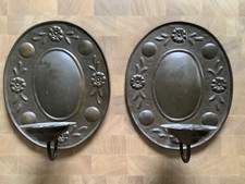 Paar Blaker Wandleuchte Kerzenleuchter Kerzenhalter antik Kupferblech 34 x 28 cm