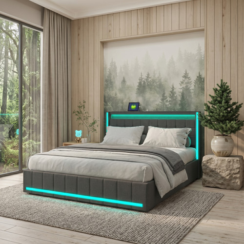 Polsterbett 180x200cm mit - , led