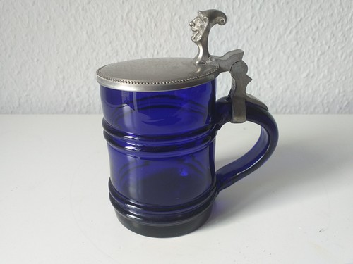Bierkrug mit zinndeckel blaues - mit,