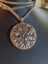 Wikinger Halskette Kette Anhänger Rund Kompass schön groß Beidseitig Seemann