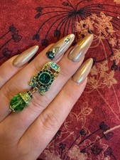 ❤  Cottage Ohrringe Geschenk Schmuck Jugendstil Ohrhänger Vintage Boho grün Oma