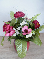 Kunstblumen im Topf /Vase Anemonen Rosen 30 cm Dekoblumen wie neu