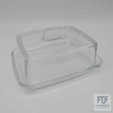 KADAX Butterdose aus Glas, rechteckige Butterglocke, klare Butterschale mit Deck