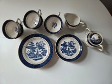 Altes Kaffee-Teegeschirr 6 Personen blau mit Goldrand gebraucht TOP!