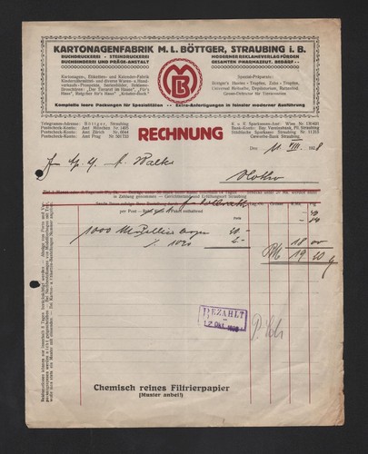 Straubing rechnung 1928 - straubing,, 1928,