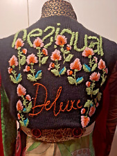 Desigual Mantel Jacke Gr. S M 38 bunt Taschen Stehkragen Stickerei Vintage