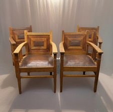 Stuhlset Art Deco Armlehnstuhl Antik Esszimmer Büro Massivholz 4 Stück