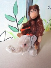 Steiff Elefant und Affe Jocko, ca. 10 cm, 50er-J., rar!