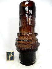 Rare Geoffrey Baxter design Whitefriars cinnamon " Hoop " glass vase 9680 29cm