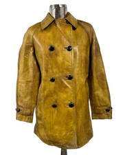 Belstaff Black Prince Lederjacke Mantel Größe M 12 Damen Senf Offizier IT44