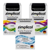 SIMPLICOL Textilfarbe EXPERT MITTERNACHT SCHWARZ 2x Farbe und 1x Fixierer