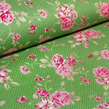 Rosen auf Grün Serie Wales Westfalenstoffe Patchwork Stoffe Deko (0380)