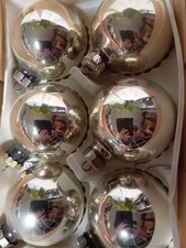 Christbaumkugeln Silber, 6 Stück, Glas, für Weihnachtsbaum