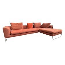 COR Ecksofa Mell Lounge Stoff 9202 Dunkelrot Fußrahmen Verchromt mit 
