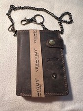 Portemonnaie Damen Herren Geldbörse 100% Büffelleder Ven Tomy Neu mit Kette