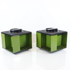 2 Vintage MC Kassetten Karussell Rondell Drehregal Würfel grün schwarz