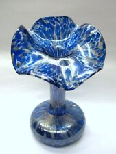 JOSKA Design Glas Vase Calla Blüte blau silbern im Art Nouveau Stil irisierend
