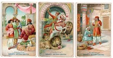 3x Sammelkarten ca. 1900 | Prinz Achmed & die Fee – Jodella Lebertran Werbung