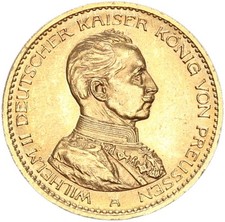 Preußen Wilhelm II. 20 Mark 1915 A Uniform Gold Prachtexemplar stgl. Jäger 253