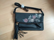 Damen Handtasche schwarz mit Blumen ca. 29 x 19 cm Deichmann