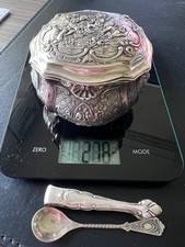 antike Deckeldose Zucker 800 Silber innen vergoldet um 1900