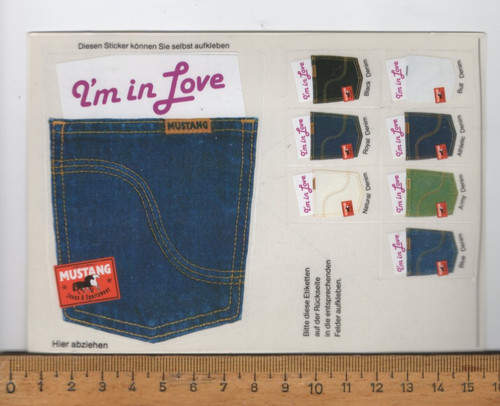 Alte aufkleber mustang jeans - aufkleber, :