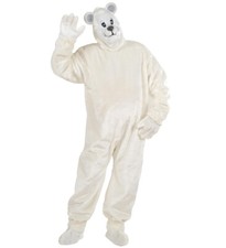Eisbär Bär weiß Plüsch Kostüm Verkleidung Maske Onesie Karneval One Size
