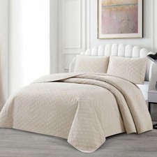 Tagesdecke Set Havin Überwurf Decke 3-Teilig 240 x 250 cm 2-Personen Beige