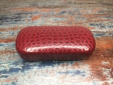 Hartschalen Brillen Etui Kroko Prägung 16x7,5x4cm Braun Kunstleder Box & Tuch